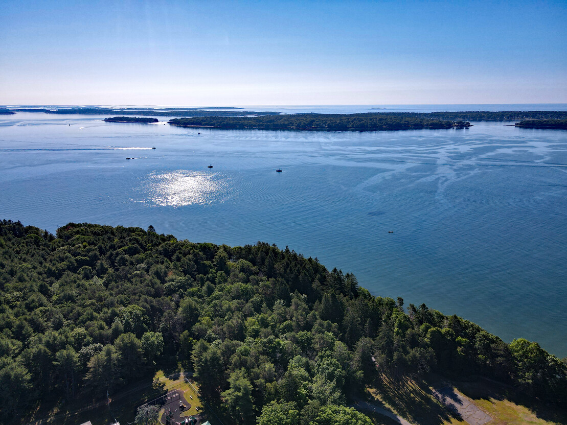 Aerial view of Mackworth Island in Falmouth, Maine